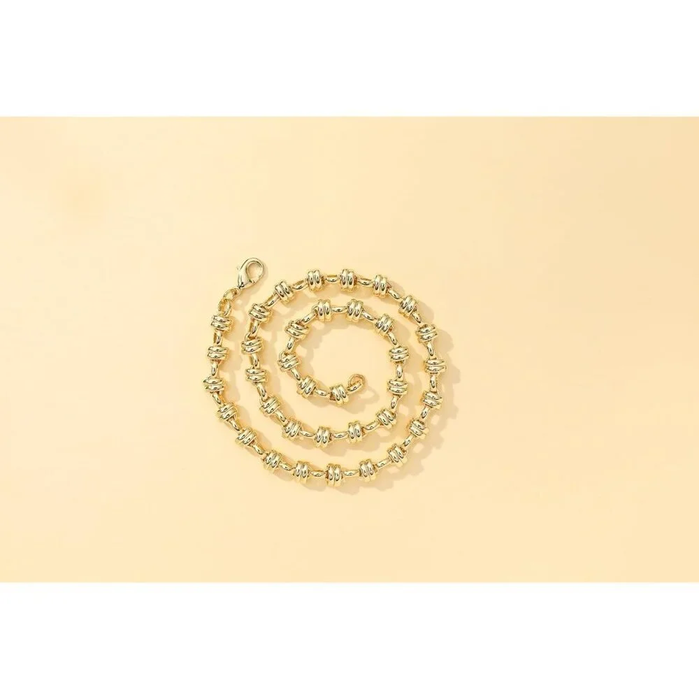 Women Gold 14k Gold Plated Chunky Link Adjustable Link Choker Chain Hip-hop Neck